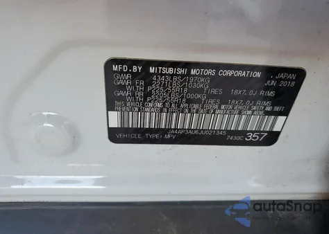 2018 Mitsubishi Outlander Sport Es из США, поврежденный, VIN JA4AP3AU6JU021345